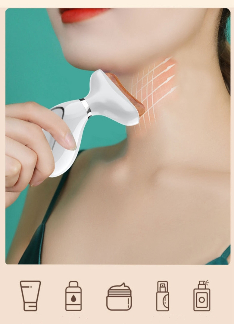 Электрический массажер Гуаша BM039 с камнем Бьянстоун, микротоками и LED-терапией